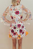 Lilipretty Dahlia Dreaming Embroidered Floral Applique Half Sleeve Mini Dress