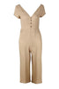 Button Pocket V Neck Jumpsuit
