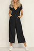 Button Pocket V Neck Jumpsuit
