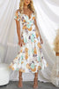 Choose You Satin Floral Print Puff Sleeve Midi Dress