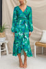 Colour Bloom Floral Print Wrap Belt High Low Maxi Dress