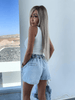 RHINESTONE HEART POCKETED PAPER BAG DENIM SHORTS