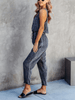 COURTNEY POCKETED SLEEVELESS DENIM JUMPSUIT - BLACK