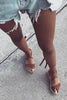Lace Up Straw Wedges Sandals