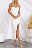 Date Night Strapless Embellished Rose Floral Tulle Split Maxi Dress