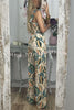 Vickee Tropical Fruit Print Back Smocked Ruffle Tank and High Rise Flare Pants Set