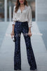 Living The Dream Satin Long Sleeve Button Relaxed Blouse