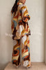 Indulge In Swinging 70s Vista Print Button Oversized Shirt