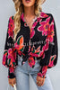 Contrast Unique Print Button Down Long Sleeved Shirt