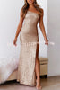 Stunning Views Sequined One Shoulder Slit Maxi Dress