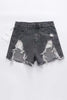 Ripped High Waist Denim Shorts
