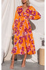 Feeling Loved Floral Print Back Cutout Pleated Midi Dress