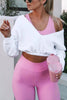 V Neck Long Sleeve Crop Top