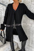 Solid Color Striped Pocket Long Sleeve Cardigan