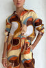 Indulge In Swinging 70s Vista Print Button Oversized Shirt