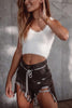 Ripped High Waist Denim Shorts