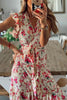 Floral Print Ruffles Maxi Wrap Dress