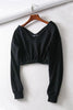 V Neck Long Sleeve Crop Top