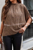 Printed Slit Dolman Sleeve Tie Shirt