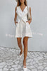 V Neck Sleeveless Single Breasted Top Side Pocket Shorts Set