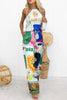 Meet Your Destiny  Satin Abstract Print Adjustable Tie Tank Top