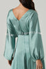Best Wedding Guest Satin Dolman Sleeve Slit Midi Dress