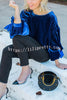 She's Worth It Velvet Backless Bow Knotted Puff Sleeve Top