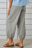 Tatum Linen Blend Elastic Waist Pocketed Button Hem Pants