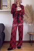 Holiday Movie Party Plaid Ribbon Detail Elastic Waist Pocketed Pajama Set