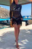 Beautiful Long Sleeved Pullover Fringed Mesh Cover Up