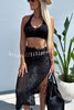 Merissa Knit Halter Tank and Hollow Out Drawstring Elastic Waist Slit Skirt Set