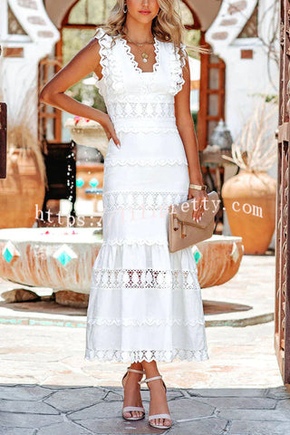 Be The One Crochet Lace Tiered Midi Dress