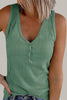 Solid V Neck Buttons Sleeveless Top