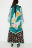Living Drama Unique Print Contrast Ruffle Trim Bell Sleeve Loose Maxi Dress