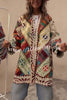 Vintage Ethnic Patchwork Print Belted Pocket Oversized Kimono Jacket