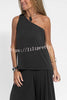 Modal One Shoulder Tank & Stretch Wide-leg Pants& Midi Vest Three Pieces Suit