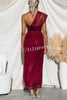 Sights on You Sequin One Shoulder Slit Party Maxi Dress