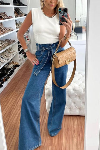 Belted Loose High Waist Jeans