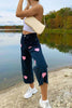Butterfly Embroidery Wide Leg Jeans
