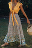 Floral Print Drawstring Waist Maxi Skirts
