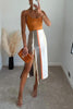Stripe Tassels Slit Skirts