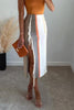 Stripe Tassels Slit Skirts