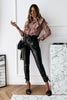 Bow Tie Slim PU Pants