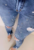 Dazzled Pearl Ripped Skinny Jeans