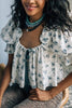 Bow Tie Low Back Puff Sleeve Blouse