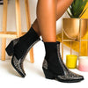 Lydiashoes Women Fashion Studded Embellished Western Boots