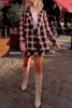 Red Plaid Double Breasted  Blazer