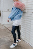 Fake Fur Collar Denim Coat