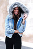 Fake Fur Collar Denim Coat