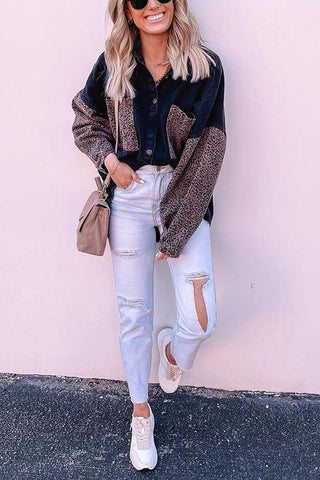 Leopard Patchwork Denim Jackets